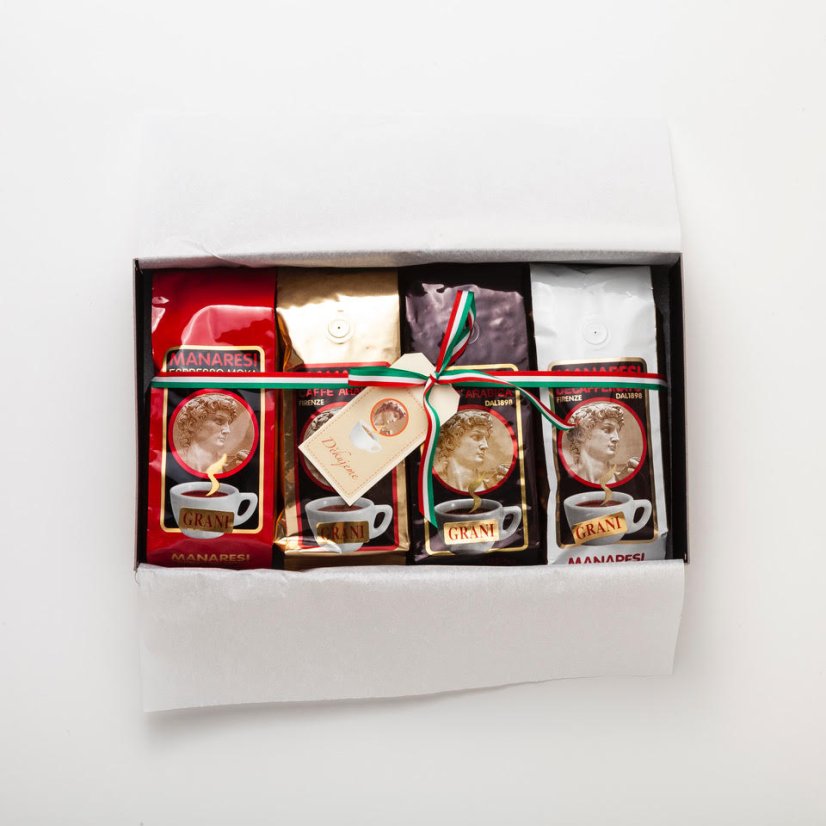 Dárkové balení italské zrnkové kávy Manaresi 4x 250g